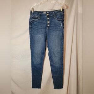 Old Navy Womens Rockstar Super Skinny High Rise Distressed Ankle Blue Jeans 10